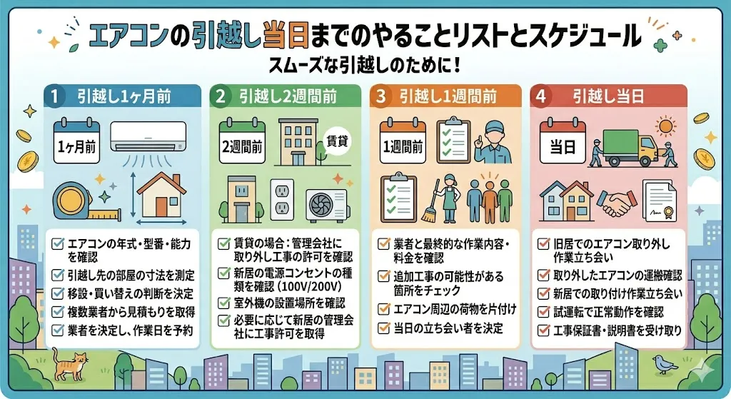 エアコンの引越し当日までのやることリストとスケジュール