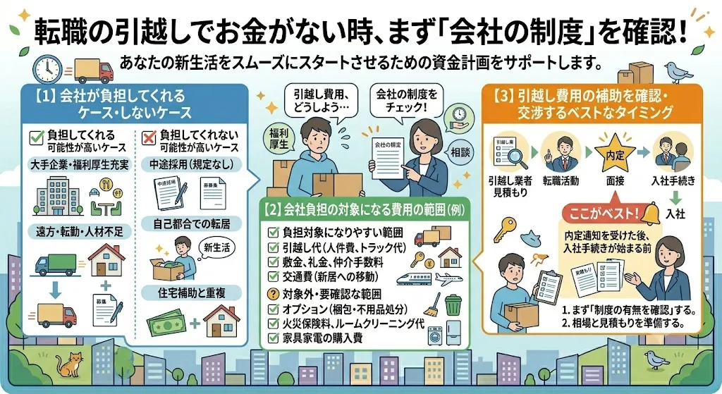 転職の引越しでお金がない時、まず「会社の制度」を確認する