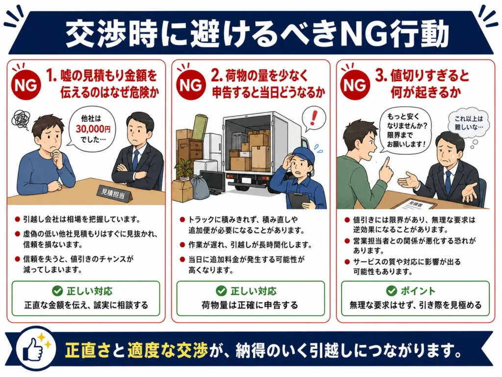 交渉時に避けるべきNG行動