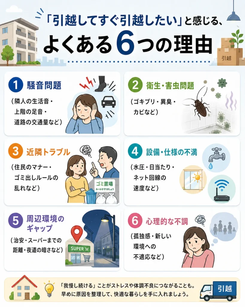 「引越してすぐ引越したい」と感じる、よくある6つの理由