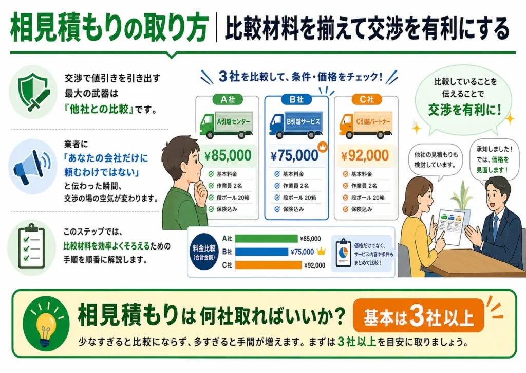 相見積もりの取り方|比較材料を揃えて交渉を有利にする